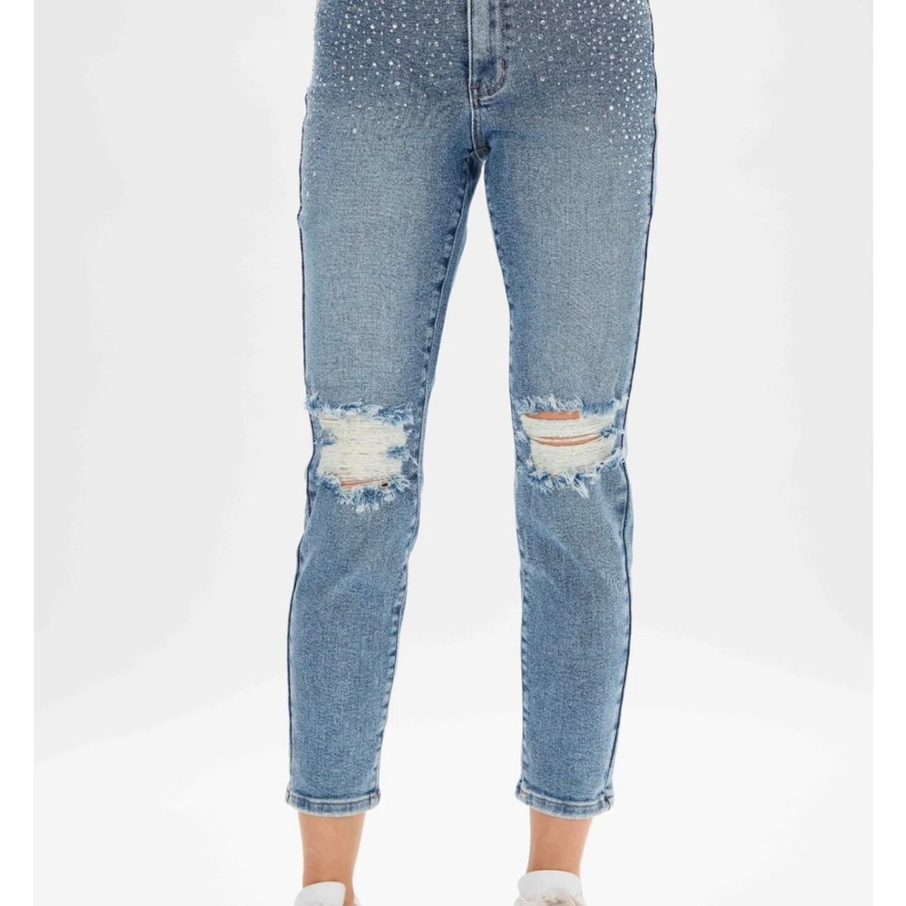 Women's Blue Distressed Jeans